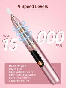 Teckwe 电动指甲打磨机，专业指甲钻机，高速打磨机，配备11个磨头、26个砂带和液晶显示屏，家用指甲护理，可用于打磨、抛光、塑形、角质层护理，适用于美甲沙龙和家庭使用，可卸除指甲油，专业美甲工具，电动指甲锉，时尚设计，精美礼品 - 彩色 - 查看 5