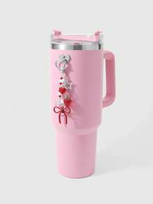 ROMWE Kawaii 1 新款 Y2k 甜美酷炫精致时尚复古个性化红色系列仿水晶仿珍珠星星爱心树脂草莓镂空蝴蝶结 DIY 钥匙扣包包挂件水杯挂件手机挂件，固定粘贴式爱心饰品，适合女孩女士日常佩戴，节日礼物 - 紅色-77 - 查看 7