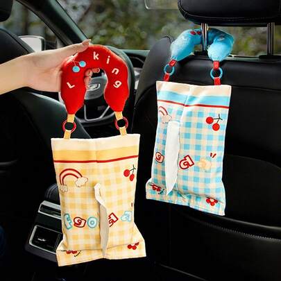 Muroi Mono 1 Hộp khăn giấy di động cho ô tô, hộp giấy đa năng và dễ thương đựng khăn giấy trong xe, túi đựng khăn giấy treo trên ghế.