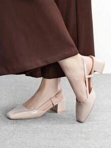 CUCCOO BIZCHIC Giày bệt mũi vuông đế dày màu đen cổ điển, giày công sở đa năng cho nữ, thích hợp cho ngày Valentine và mùa xuân. - Hạnh nhân sâu - Xem 5