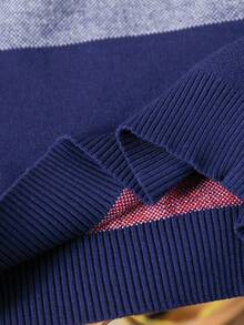 男童时尚提花针织长袖毛衣，秋冬款 - 寶藍色 - 查看 8