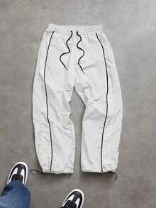 Sport MetroGents Men's Casual Contrast Trim Drawstring Sweatpants - White - View 1