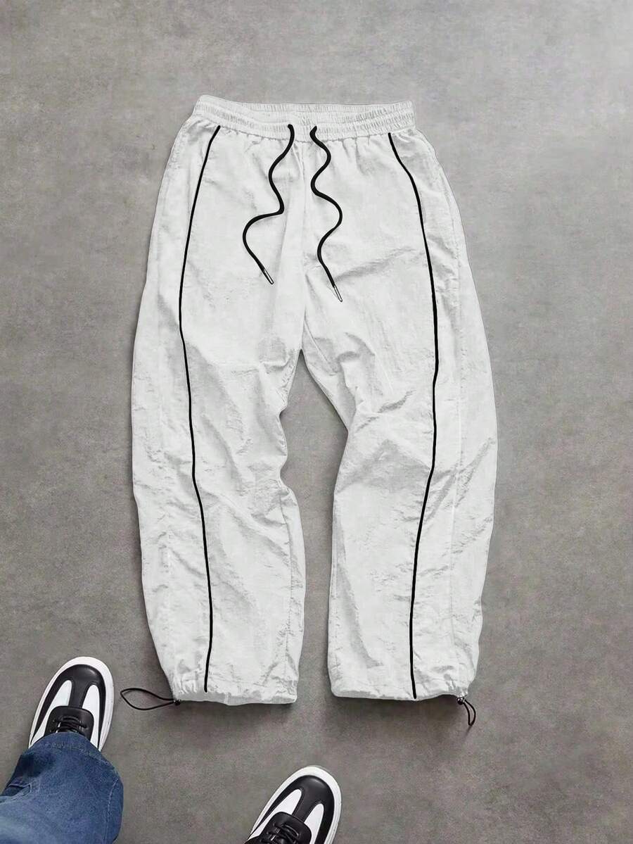 Sport MetroGents Men's Casual Contrast Trim Drawstring Sweatpants - White - View 1
