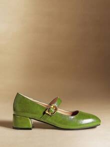 Rosivie 女士搭扣设计百搭时尚高跟鞋 - 橄欖綠 - 查看 4