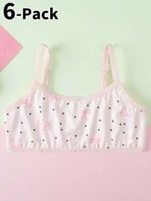 6pcs Camisole Undershirt untuk Anak Perempuan, Desain Minimalis & Segar, Tali Bahu yang Dapat Diatur, Cocok untuk Usia 8-12 Tahun - MultiWarna - View 7