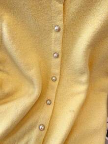 Franclia Petite 女士百搭时尚简约百搭珍珠纽扣优雅通勤女士背心 - 黃色 - 查看 4