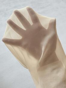 Aloruh Dam Nytt Chiffong-set med omslag, sexigt och elegant, semesteroutfit, enfärgat, aprikosfärgat, strandkläder, 2-delat set, urringad, långärmad topp + midikjol med låg midja och a-linjeform. - Aprikos - Visa 9