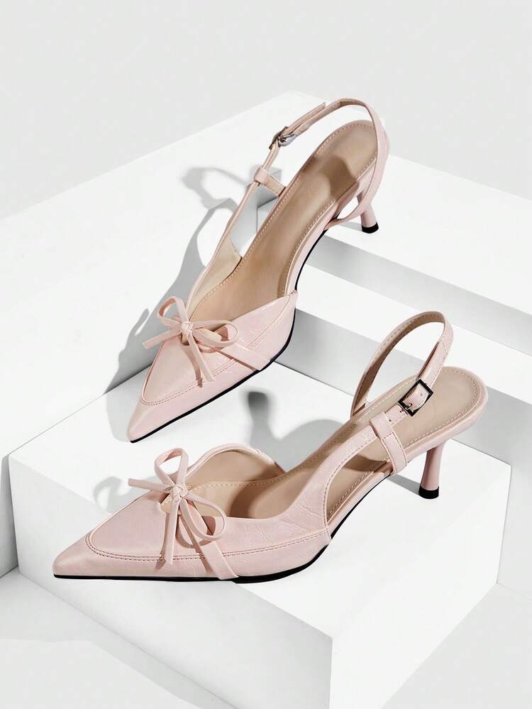 CUCCOO SZL Women's Pink Pointed Bow Stiletto High Heels, Retro And Elegant Style, Can Be Used For Dating, Parties And Other Scenes