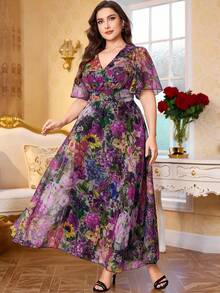 Plus Size Dresses - Purple - View 2