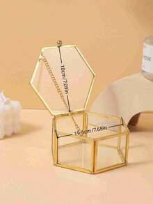 1 Pieza Caja de Almacenamiento de Joyas de Anillo de Vidrio Hexagonal Dorado de Lujo, Organizador de Gran Capacidad para Exhibir Múltiples Anillos, Ideal como Regalo para Boda, Compromiso, Día de San Valentín, Cumpleaños, Aniversario, Fiesta, Celebración, Viaje, Tocador, Decoración Navideña, Caja de Regalo para Joyas, Soporte de Anillos - transparente - Ver 13