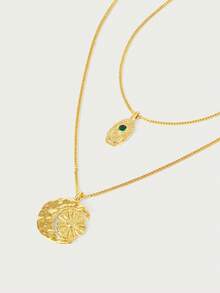 Glisma 18 K Gold Plated Geometric Pattern Minimalist Necklace,Outfits,Old Money,Metallic/Texture,Gemstone,For Mom/Women/Girl/Mother,Premium,Vintage,Classy,Valentine's Day,Gift - Yellow Gold - View 6