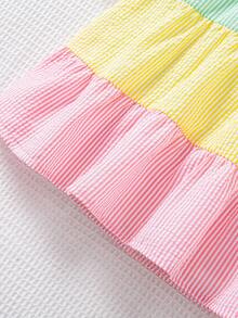 Elladie kids 少女撞色圆领短袖休闲可爱连衣裙 - 彩色 - 查看 4