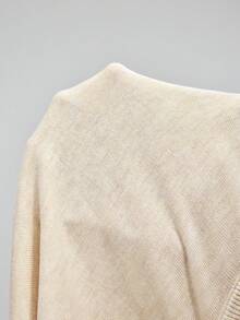 Ontre Damski, miękki i luźny sweter z mieszanki wełny, z krótkim rękawem, uniwersalny na miejskie dojazdy, na co dzień, do biura, na święta i Nowy Rok, podstawowy top - Beżowy - Zobacz 8