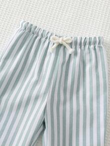 Cozy Pixies Baby Boy Elastic Waist Striped Pants, Versatile & Comfortable - Green - View 3