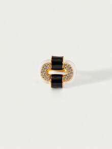 Nhẫn đơn nữ, Cao cấp/Cổ điển/Sang trọng, Mạ vàng 18K, Quyến rũ/Cổ điển, Dành cho Mẹ/Phụ nữ/Cô gái/Mẹ, Mùa hè/Đi biển/Dạ hội/Tiệc tùng, Nhiều lớp/Đá quý/Hạt cườm/Pha lê - Vàng đen + trắng - Xem 4