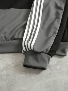 ROMWE MEN Hanorac bărbătesc cu imprimeu contrastant în culori, croială lejeră