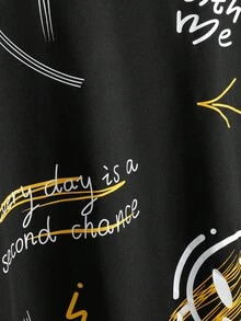 Manfinity LEGND Men T-Shirts Fit Crew Neck Short Sleeve Graffiti Tee Funny Casual Summer Polyester - Black - View 4