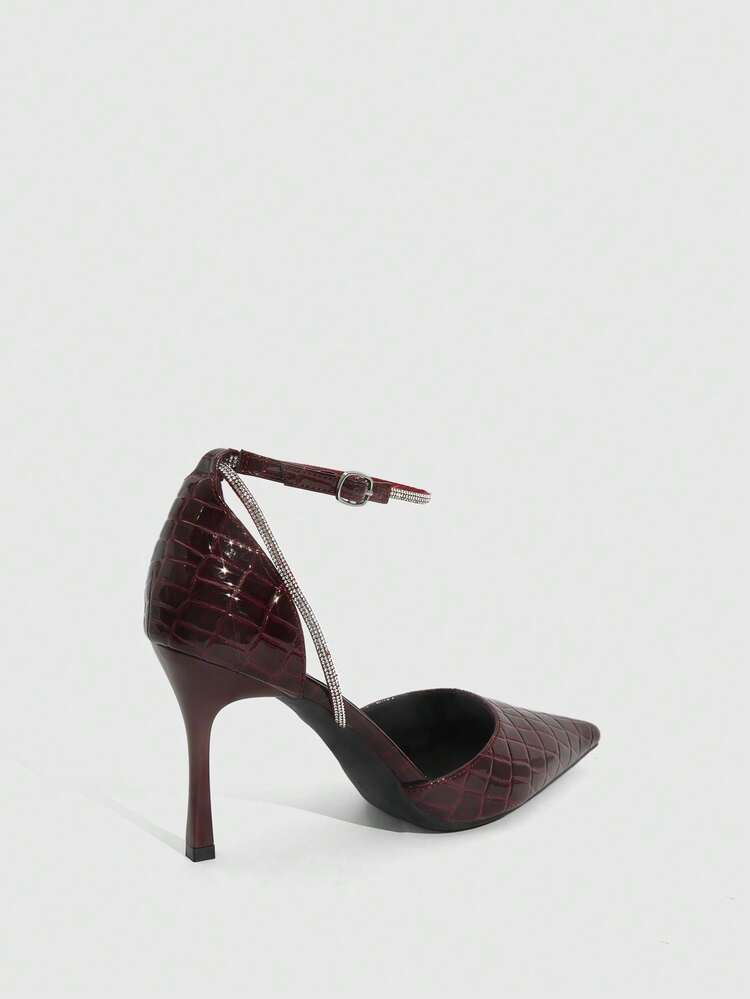 CUCCOO SZL Sexy Fashion Pointed Toe Women's Stiletto High Heel Rhinestone Chain Sexy Party Nightclub Ladies High Heel Pumps Hollow Out Heels