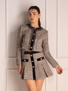 Andrea Bello 粗花呢纽扣宽松大衣 - 杏色 - 查看 4