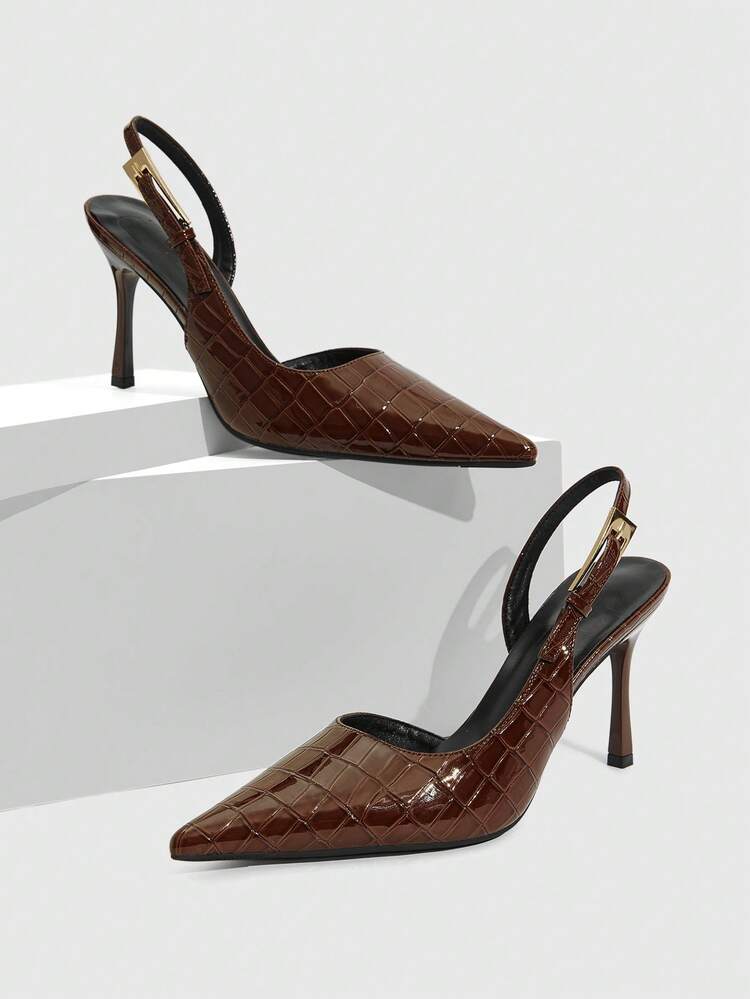CUCCOO SZL Sexy Fashion Pointed Toe Women's Stiletto Heel Slingback Side Cut-Out Dress Pumps, Suitable For Party, Nightclub