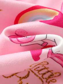 Cozy Pixies 4pcs Baby Girl Snug Fit Pajama Set - Heart Pattern Knit Soft Crew Neck Long Sleeve Top & Elastic Waist Long Pants - Pink - View 5