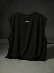 NEON BLANC Men's "Don't Chat AI Me" Graphic Print Tank Top, Loose Fit Cropped Sleeveless Vest Slogan Graphic Tee Men - Black - View 2