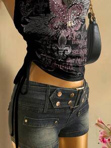 Attitoon Áo croptop nữ kiểu dáng thường ngày, có dây rút phía trước. - Nhiều màu - Xem 6