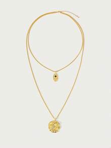 Glisma 18 K Gold Plated Geometric Pattern Minimalist Necklace,Outfits,Old Money,Metallic/Texture,Gemstone,For Mom/Women/Girl/Mother,Premium,Vintage,Classy,Valentine's Day,Gift - Yellow Gold - View 4