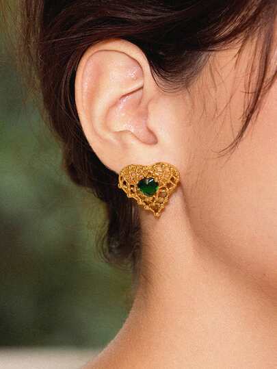 Glisma 女士圈形耳环，复古风，优雅，金属质感，质感独特，复古，精致，适合妈妈/女士/女孩/母亲，宝石，心形，情人节