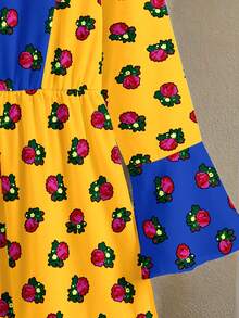 Tween Girls' Casual Minimalist Round Neck Long Sleeve Maxi Waist Cinched Dress, Suitable For Spring/Autumn, Festivals, Outings, Sisters - Multicolor - View 7