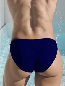 Zalmeno Quần bơi nam màu trơn, có khóa kim loại, thoải mái, thích hợp mặc hàng ngày. - Màu xanh hải quân - Xem 2