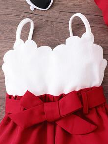 SHEIN 3件套女婴针织纯色开衫、针织连体衣和帽子套装 - 酒紅色 - 查看 6