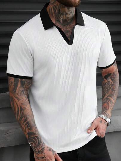 Manfinity CasualCool 男士时尚休闲撞色Polo衫 男士罗纹针织T恤