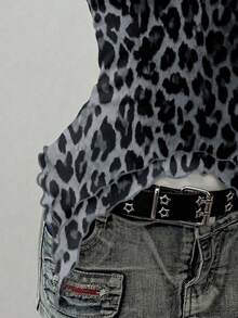 SHEIN EZwear Women's Fashionable Leopard Print Mesh Halter Top - Multicolor - View 6