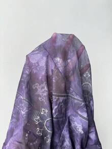 Bloopia Women's Floral Print Frill Trim Front Tie Long Sleeve Fashionable Blouse - Purple - View 6