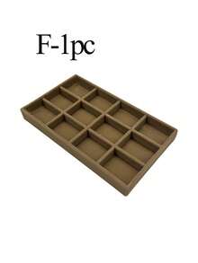 首饰托盘收纳盒，项链耳环戒指展示收纳盒，可堆叠首饰盒化妆品收纳盒，适用于耳环、项链、戒指、手链、吊坠、珍珠等饰品。 - 棕色 - 查看 12