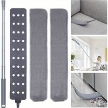Machine Washable Ultra-Fine Fiber Bed Bottom Duster Cleaner, Includes 3pcs Cloths, Extendable Crevice Dust Cleaning Brush, Flexible Duster Brush, Suitable For Sofa, Bed And Furniture Bottom, Cleaning Supplies, Cleaning Tools (2pcs Replacement Cloths Without Extension Rod, Please Purchase Separately) - Grey - View 5