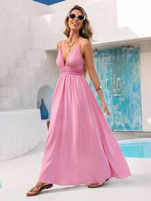 Vivid Eden 女士度假刺绣连衣裙 - 粉色 - 查看 7