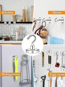 1/3/5/6/910 个装钕磁铁强力圆形免钻孔磁性挂钩，适用于包袋收纳、厨房、露营、邮轮、返校、宿舍、墙面储物、车库、户外烧烤等。 - 黑色 - 查看 3