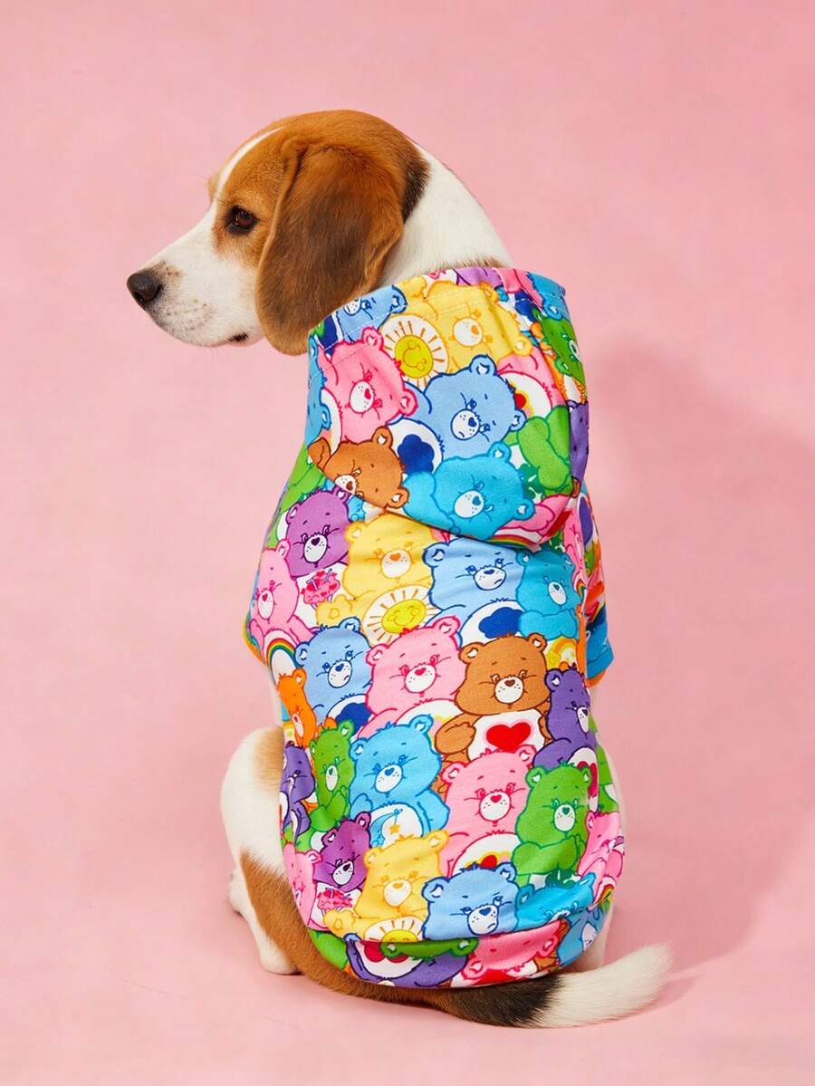 SHEIN X Care Bears 1pc Cute Cartoon Pattern Pet Hoodie Sweatshirt, Cat/Dog Clothes, Size XXS-XXXXL, Extra Small, Extra Large, Cheer Bear, Bear, Share Bear, Love-A-Lot Bear - Multicolor - View 1