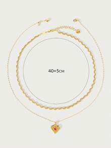 Glisma Colares de Corrente Femininos, Conjuntos, Dinheiro Antigo, Metálico/Textura, Pedra Preciosa, Para Mãe/Mulher/Menina/Mãe, Premium, Vintage, Elegante, Coração, Dia dos Namorados, Presente - Dourado - Visão 8