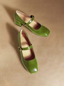 Rosivie 女士搭扣设计百搭时尚高跟鞋 - 橄欖綠 - 查看 3