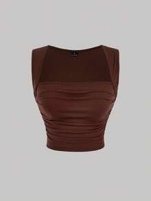 MOD Set de 4 camisetas de tirantes con cuello de pico y pliegues en colores variados - Multicolor - Ver 5