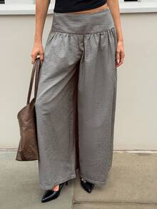 Siren Gaze Women's Plaid Straight Loose Casual Pleated Pants - Multicolor - View 7