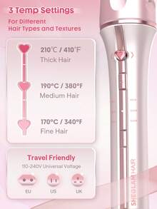 SHEGLAM HAIR Cupid's Charm One-Touch Instant Curler,Pink Automatic Curling Iron 32mm UK Plug,10min Quick Waves,60s Fast Preheat,3 Adjustable Temps,Heart-Shaped Switch,8s Smart Timer,Quick Auto Curl Magic Enhance Shine & Protection Suitable For Medium To Long Hair - Baby Pink - View 10