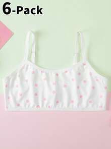 6pcs Camisole Undershirt untuk Anak Perempuan, Desain Minimalis & Segar, Tali Bahu yang Dapat Diatur, Cocok untuk Usia 8-12 Tahun - MultiWarna - View 6