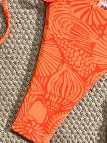 Voyashape New Sexy Printed Backless Triangle Bikini Swimsuit - Orange - View 6