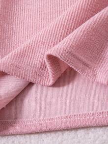 Elladie kids 1 chiếc đầm dệt kim thanh lịch cho bé gái, cổ tròn, dáng ôm, viền bèo nhún, đa năng thích hợp cho tiệc tùng, sinh nhật, mặc hàng ngày, mùa thu. - Hồng - Xem 7