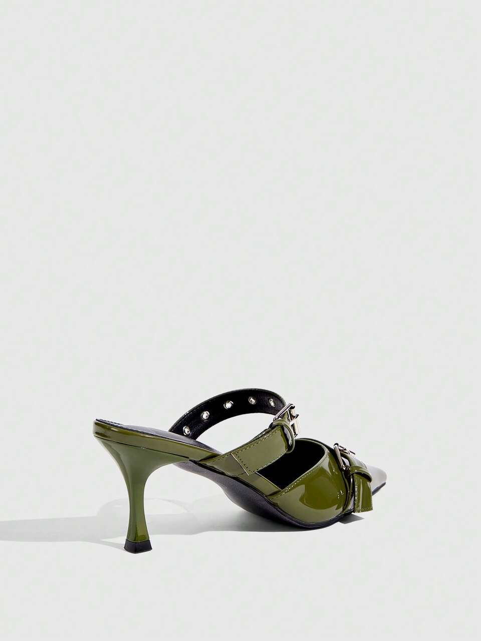 CUCCOO SZL Women's Shoes Punk Style Metal Buckle With Patent Leather Pointed Sandals, Suitable For Street Wear, Parties And Other Scenes Summer