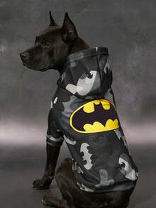 BATMAN X SHEIN 1 件可爱卡通图案印花宠物连帽运动衫，猫咪衣服，狗狗衣服，尺码 XXS-XXXXL，特小号，特大号，蝙蝠，酷炫 - 迷彩 - 查看 7